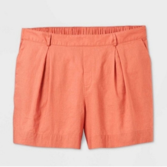 NWT Ava & Viv Plus Size Coral Red Linen Women's Shorts Size 1X - Picture 1 of 16